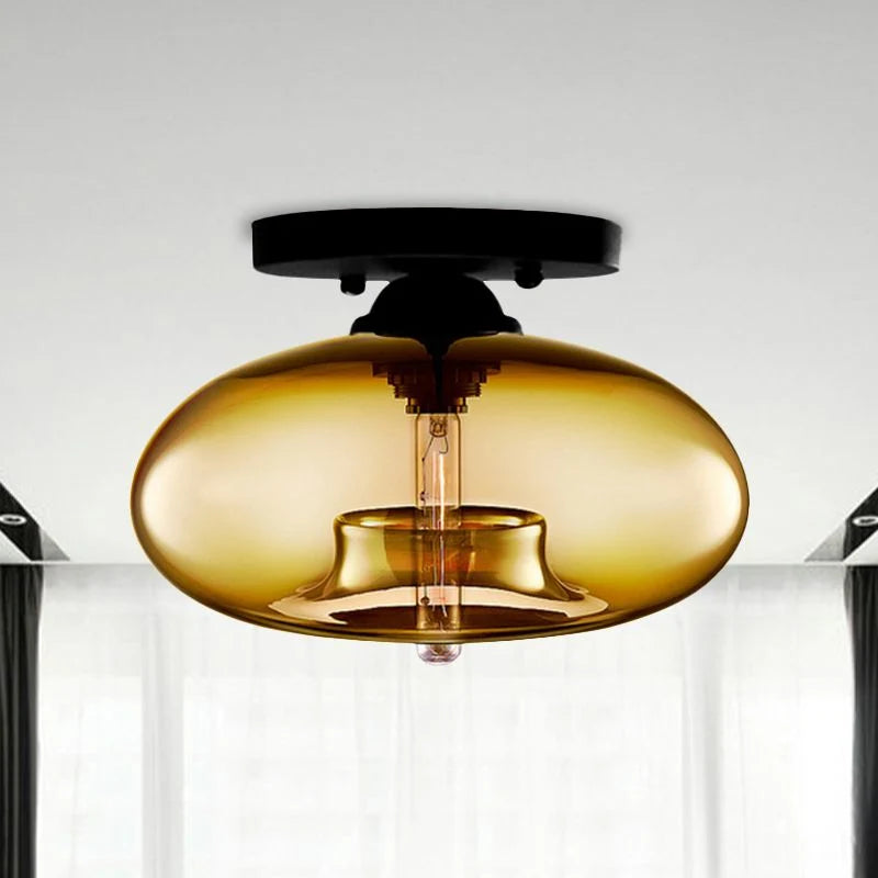 Flush Mount Ceiling Light | Smoked Glass & Metal