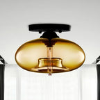 Flush Mount Ceiling Light | Smoked Glass & Metal