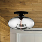 Flush Mount Ceiling Light | Smoked Glass & Metal