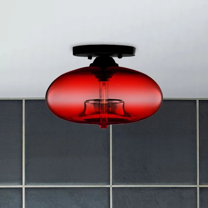 Flush Mount Ceiling Light | Smoked Glass & Metal