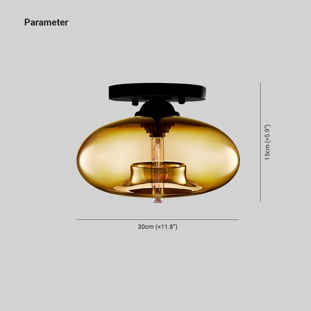 Flush Mount Ceiling Light | Smoked Glass & Metal