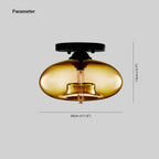 Flush Mount Ceiling Light | Smoked Glass & Metal
