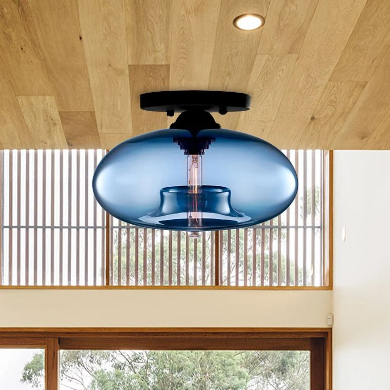 Flush Mount Ceiling Light | Smoked Glass & Metal