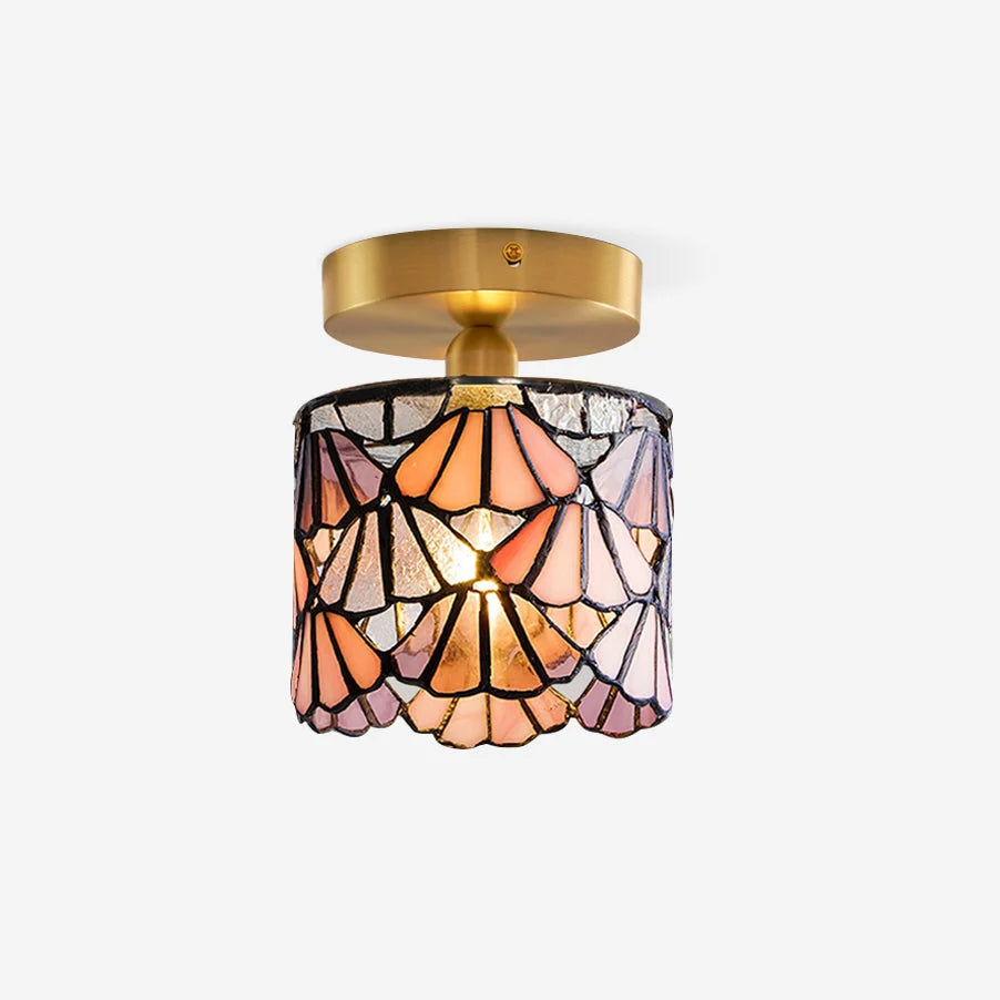 Flush Mount Ceiling Light | Stained Glass Shade & Metal Frame