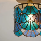 Flush Mount Ceiling Light | Stained Glass Shade & Metal Frame