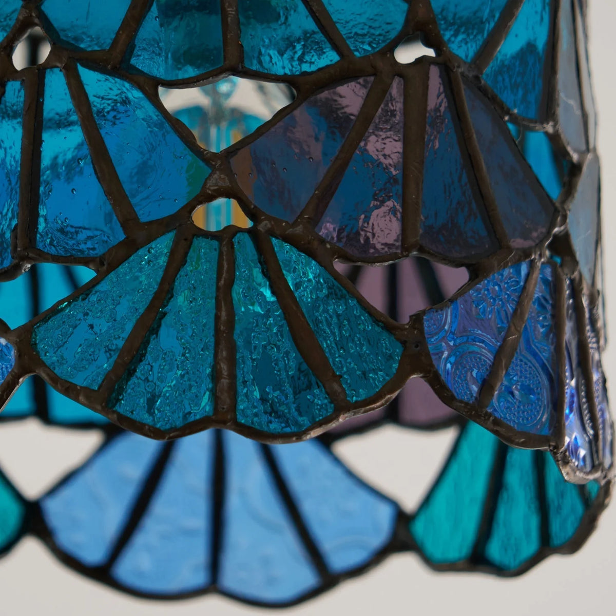 Flush Mount Ceiling Light | Stained Glass Shade & Metal Frame