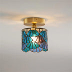 Flush Mount Ceiling Light | Stained Glass Shade & Metal Frame