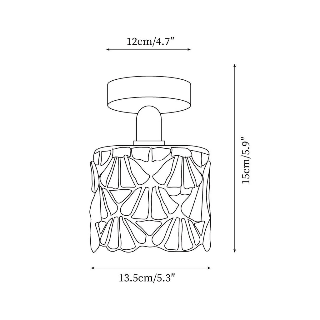 Flush Mount Ceiling Light | Stained Glass Shade & Metal Frame