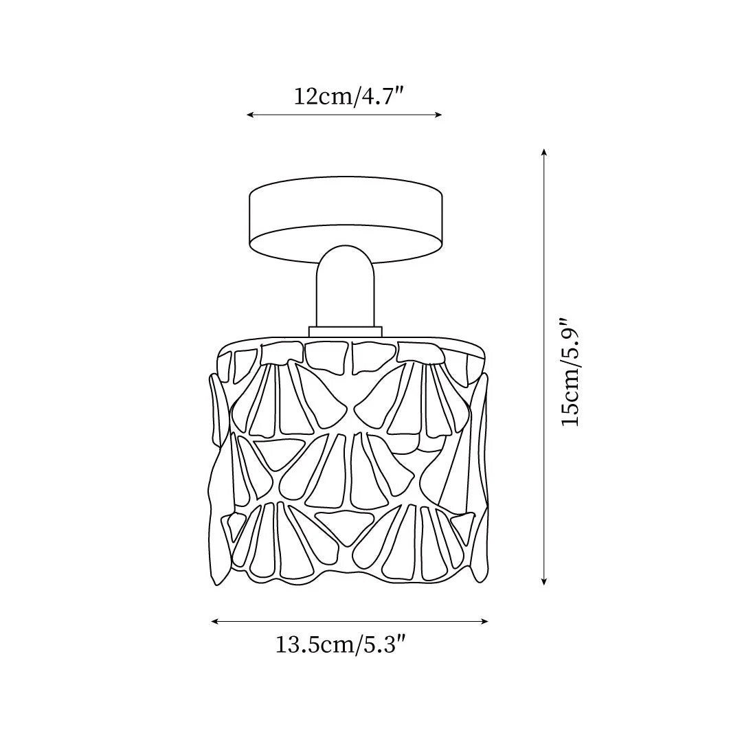 Flush Mount Ceiling Light | Stained Glass Shade & Metal Frame