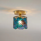 Flush Mount Ceiling Light | Stained Glass Shade & Metal Frame