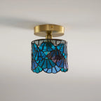 Flush Mount Ceiling Light | Stained Glass Shade & Metal Frame