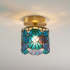 Flush Mount Ceiling Light | Stained Glass Shade & Metal Frame