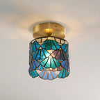 Flush Mount Ceiling Light | Stained Glass Shade & Metal Frame