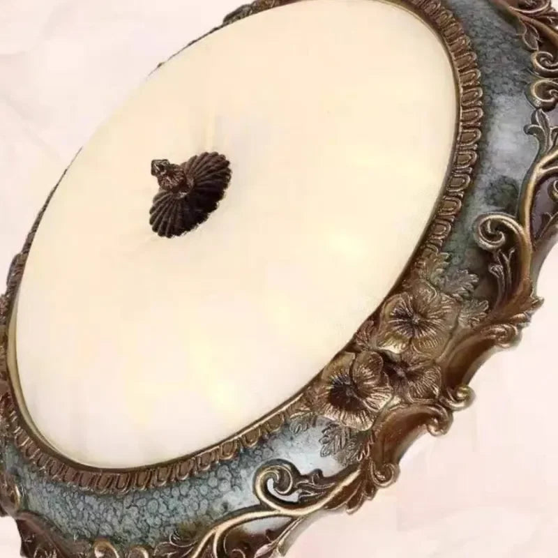 Flush Mount Ceiling Light | Tiffany-Style Resin & Glass