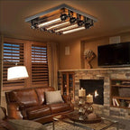 Flush Mount Ceiling Light | Vintage Metal Black Finish | 4-Light
