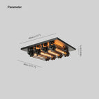 Flush Mount Ceiling Light | Vintage Metal Black Finish | 4-Light