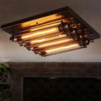 Flush Mount Ceiling Light | Vintage Metal Black Finish | 4-Light