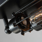 Flush Mount Ceiling Light | Vintage Metal Black Finish | 4-Light
