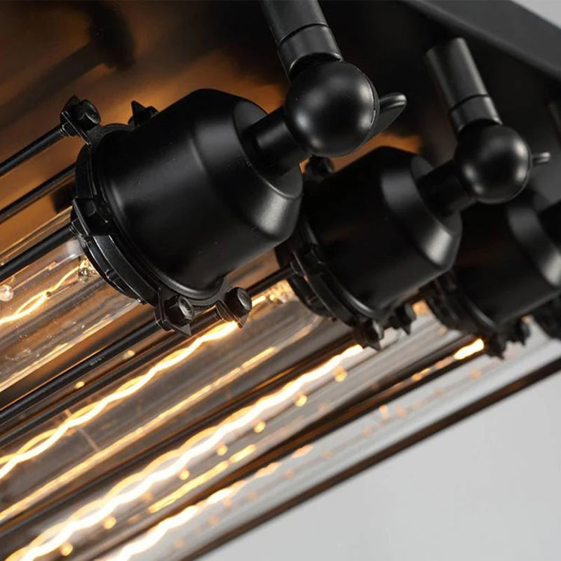 Flush Mount Ceiling Light | Vintage Metal Black Finish | 4-Light