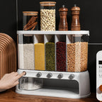 Food Storage Container | 5-Compartment Airtight | Push-Button Dispenser