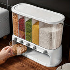 Food Storage Container | 5-Compartment Airtight | Push-Button Dispenser