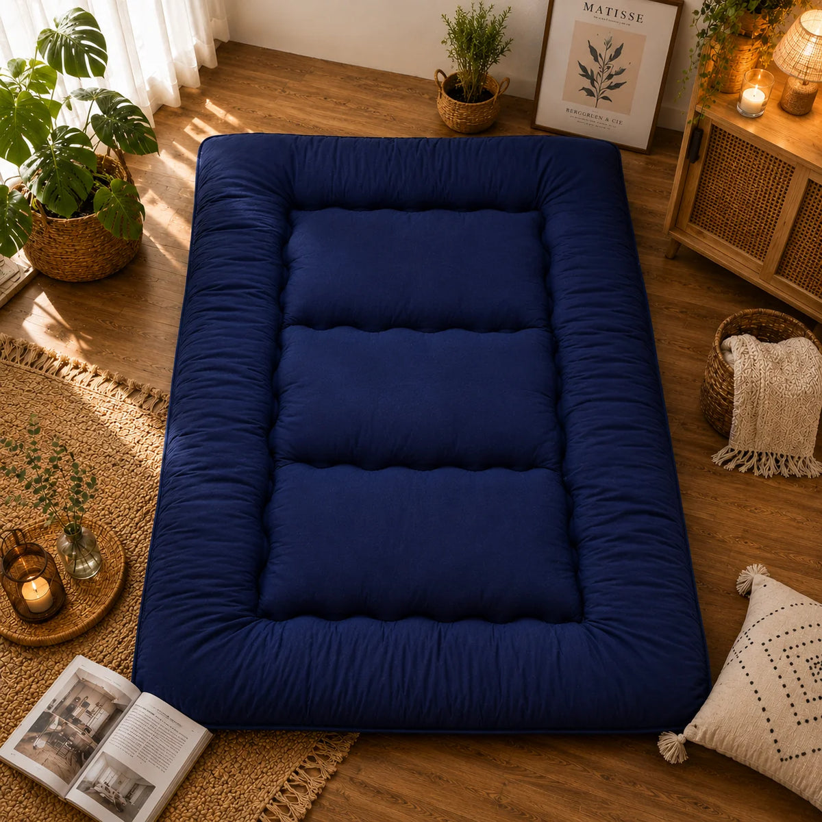 Futon Mattress | 4-Inch Quilted & Washable Polyester | Foldable