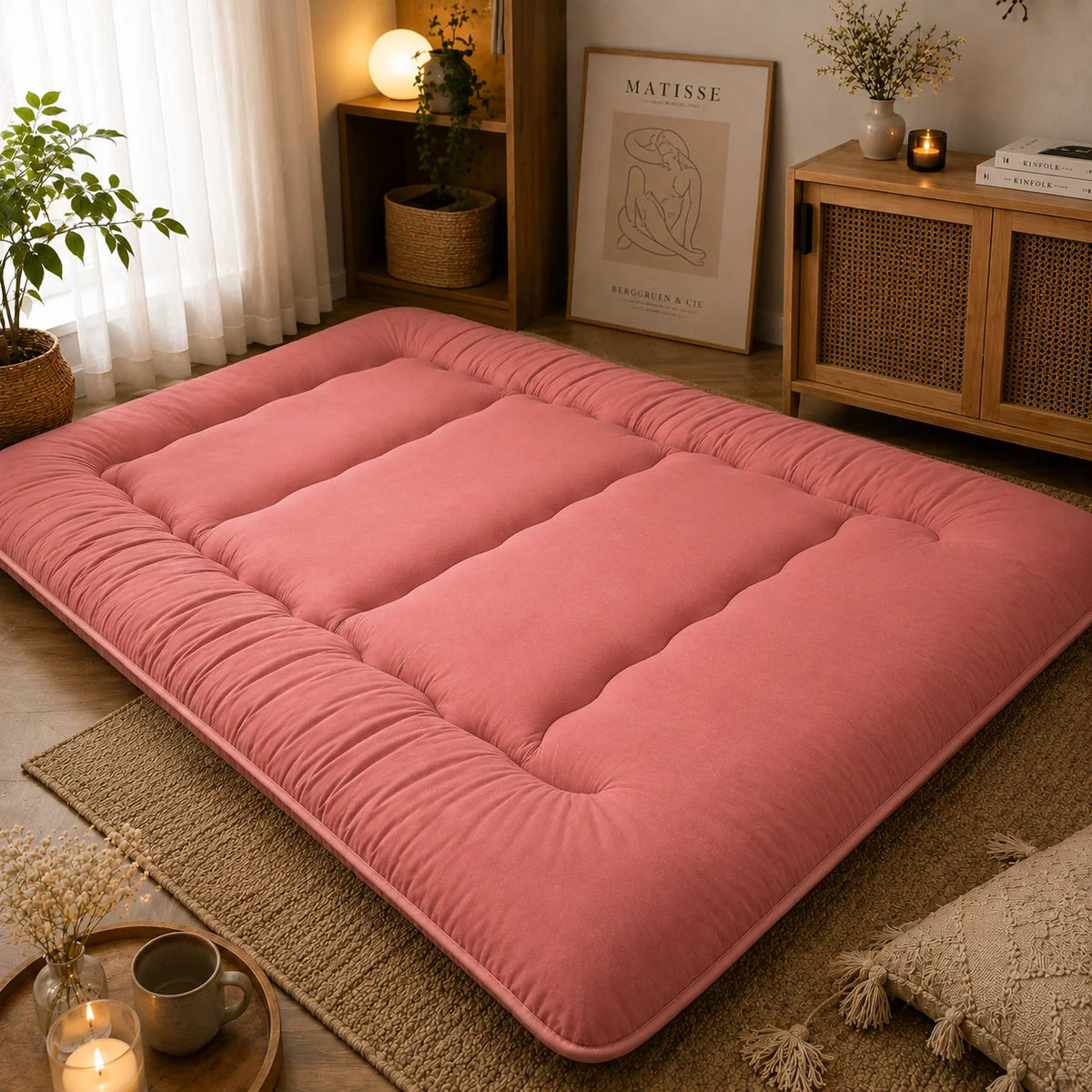 Futon Mattress | 4-Inch Quilted & Washable Polyester | Foldable