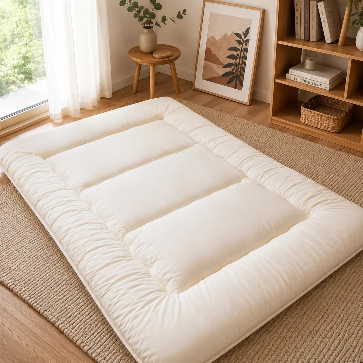 Futon Mattress | 4-Inch Quilted & Washable Polyester | Foldable