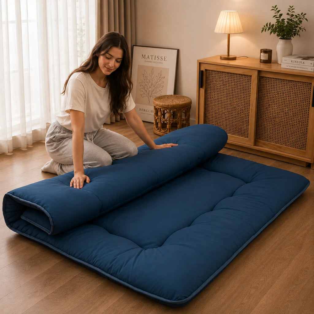 Futon Mattress | 4-Inch Quilted & Washable Polyester | Foldable