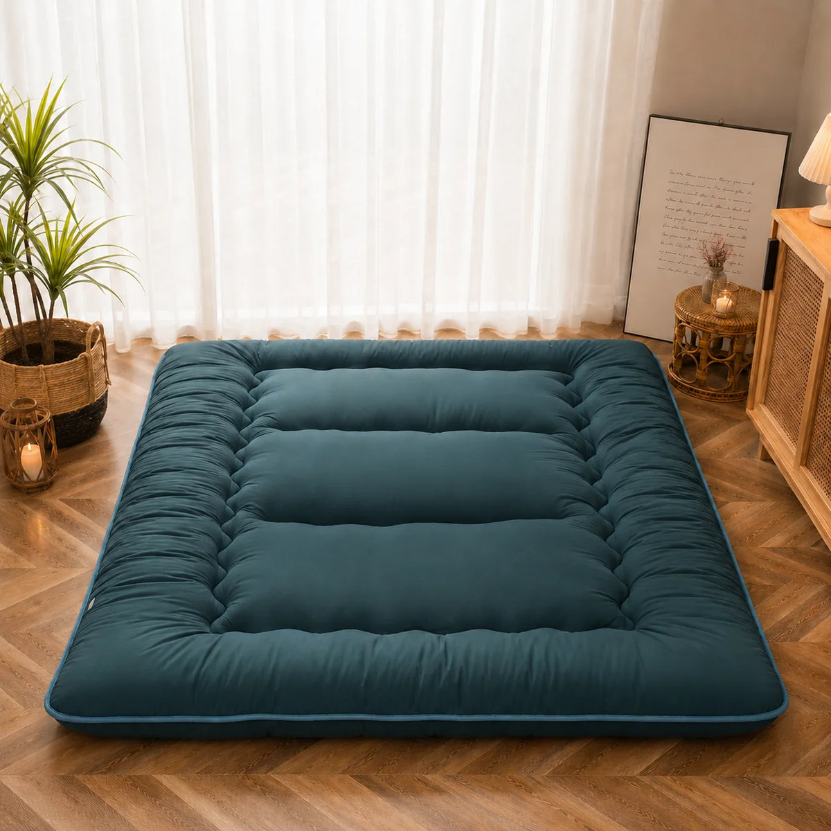 Futon Mattress | 4-Inch Quilted & Washable Polyester | Foldable