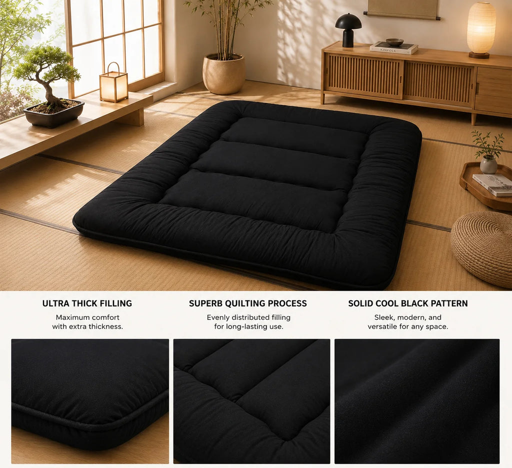 Futon Mattress | 4-Inch Quilted & Washable Polyester | Foldable