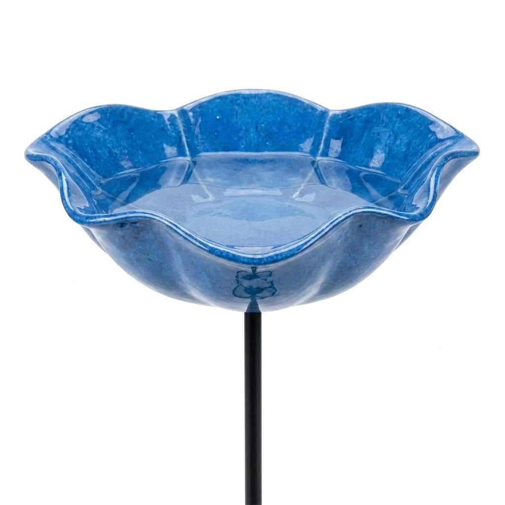Garden Bird Bath Stand | Colorful Flower-Shaped Ceramic