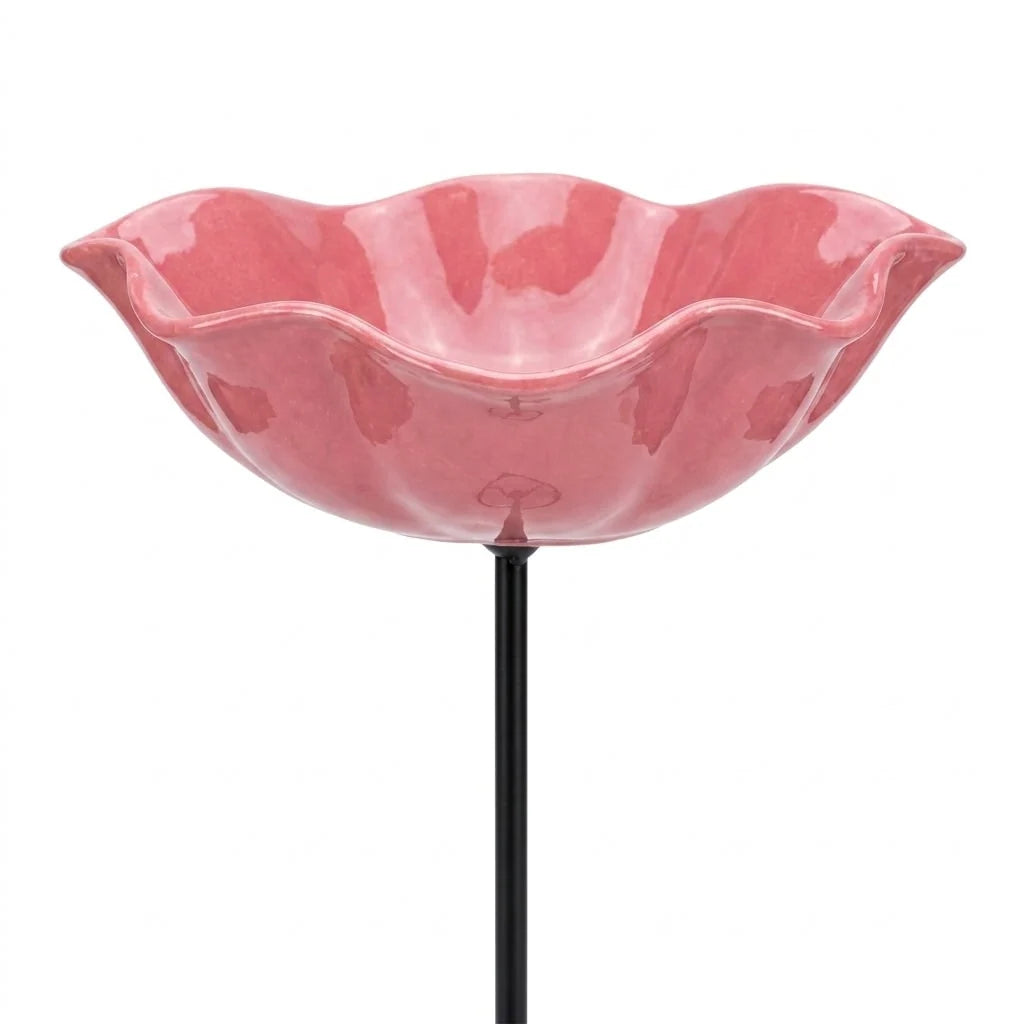 Garden Bird Bath Stand | Colorful Flower-Shaped Ceramic