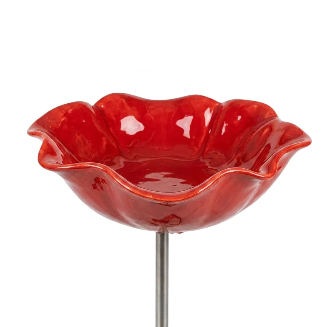 Garden Bird Bath Stand | Colorful Flower-Shaped Ceramic