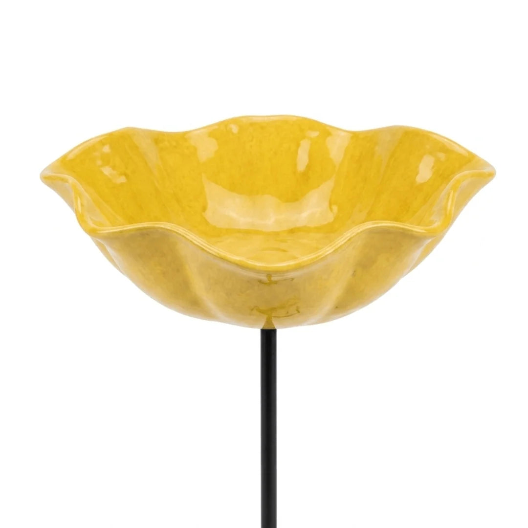 Garden Bird Bath Stand | Colorful Flower-Shaped Ceramic