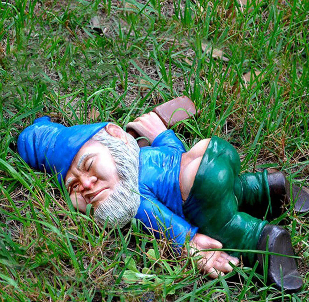 Garden Gnome Figurine | Humorous Reclining & Weather-Resistant Resin