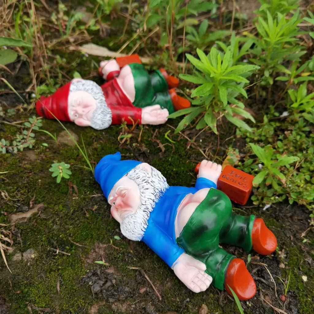 Garden Gnome Figurine | Humorous Reclining & Weather-Resistant Resin