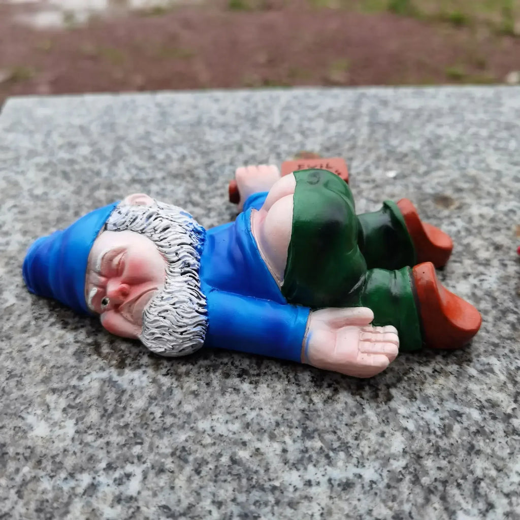 Garden Gnome Figurine | Humorous Reclining & Weather-Resistant Resin