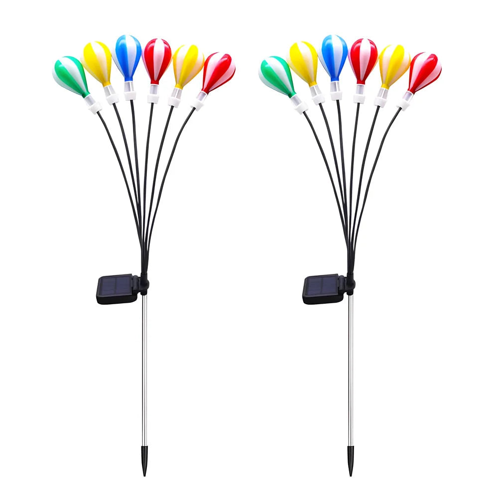Garden Solar Stake Lights | Balloon-Shade Multicolored & Swaying | Set of 6