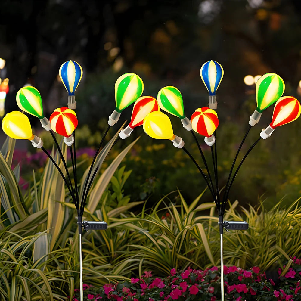 Garden Solar Stake Lights | Balloon-Shade Multicolored & Swaying | Set of 6