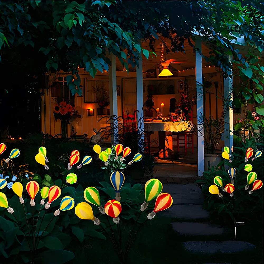Garden Solar Stake Lights | Balloon-Shade Multicolored & Swaying | Set of 6