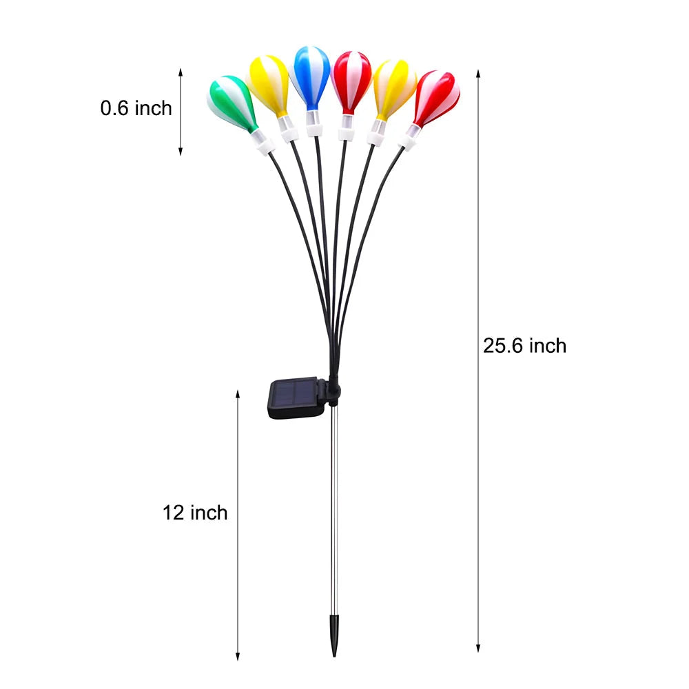 Garden Solar Stake Lights | Balloon-Shade Multicolored & Swaying | Set of 6