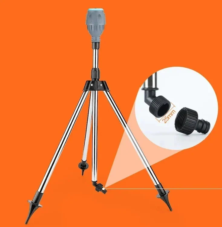 Garden Sprinkler | Stainless Steel Tripod & 360° Rotating Head | Adjustable 6–12 m