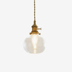 Glass Pendant Light | Clear Glass Shade & Brass Finish | Adjustable 150cm Wire