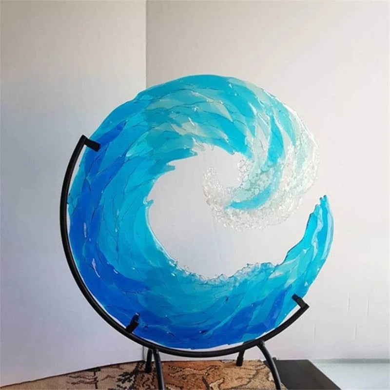 Glass Sculpture | Clear Glass Ocean Wave Design