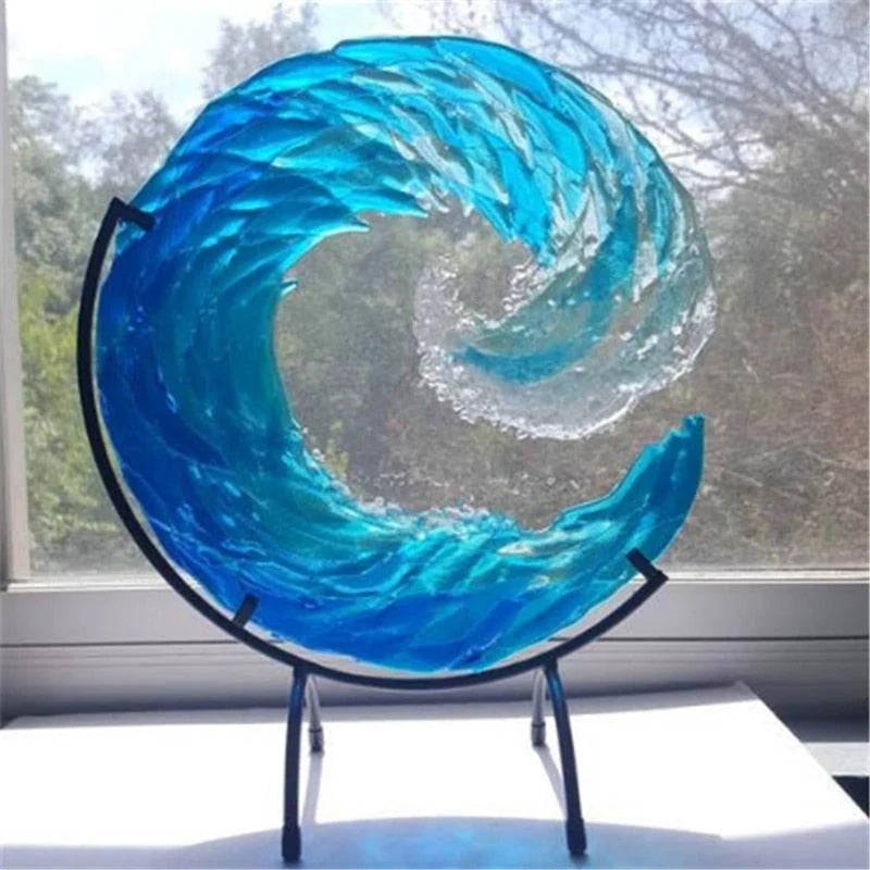 Glass Sculpture | Clear Glass Ocean Wave Design