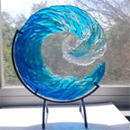 Glass Sculpture | Clear Glass Ocean Wave Design