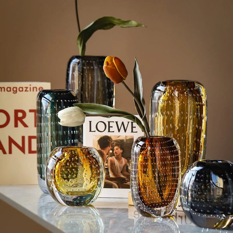 Glass Vase | Handblown Murano & Bubble Texture | 30 cm