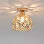 Globe Ceiling Lamp | Gold Finish & Crystal Accents | E27 Socket