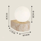 Globe Wall Light | Travertine-Look & Frosted Glass | Hardwired